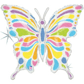 Шар фольга фигура Бабочка Сверкающая голография 33'' 84см GR