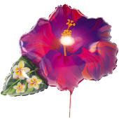 Шар фольга фигура Цветок тропический фиолетовый 30" 76см BT