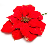 Цветы Пуансеттия Люкс текстиль Красная ø26см