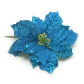 Цветы Пуансеттия Люкс Текстиль Синяя, ø25см