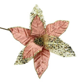 Цветы Пуансеттия Премиум Розовое золото 24см
