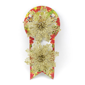 Цветы Пуансеттия глиттер Золото 14см набор (уп2)