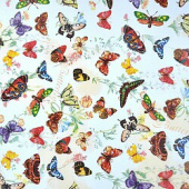 Бумага лист 69х100см Разноцветные бабочки Белый