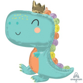 Шар фольга фигура Динозаврик Малыш с короной An