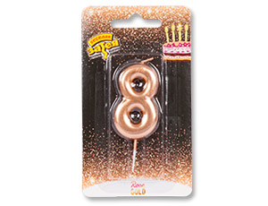 Свеча для торта Цифра Розовое золото "8" 4,5см