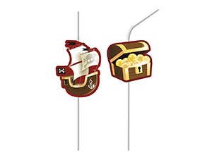 Трубочки для коктейля фигурные Сундук Пирата 24см (уп6)