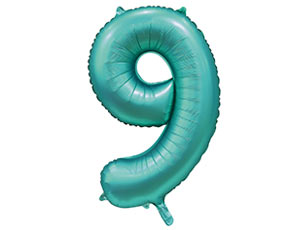 Шар фольга Цифра 40"/ВЗ Бирюза Teal "9" Сатин