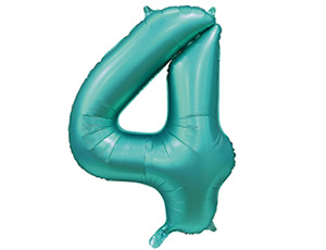 Шар фольга Цифра 40"/ВЗ Бирюза Teal "4" Сатин