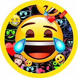 Тарелки бумага 180мм Смайл Emoji черный уп6