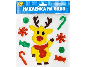 НГ Наклейка гелевая на окно Олень Рождество Китай ВесЗатея