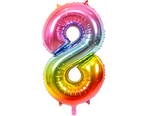 Шар фольга Цифра 40"/ВЗ Градиент Радуга металлик "8"