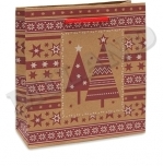 Пакет крафт новогодний S Две елочки
