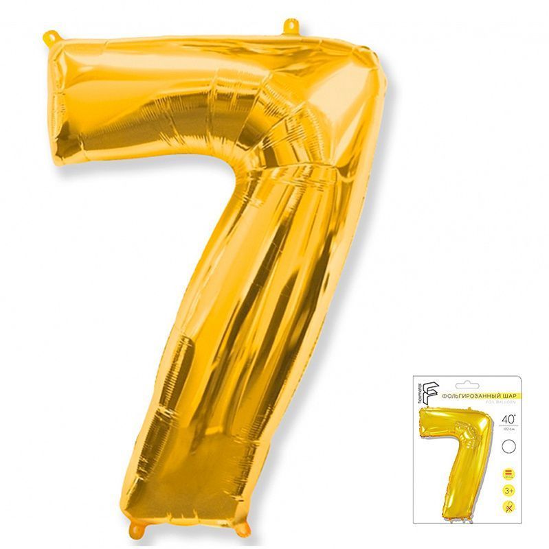 Шар фольга Цифра 40''/Fm Золото Gold "7"