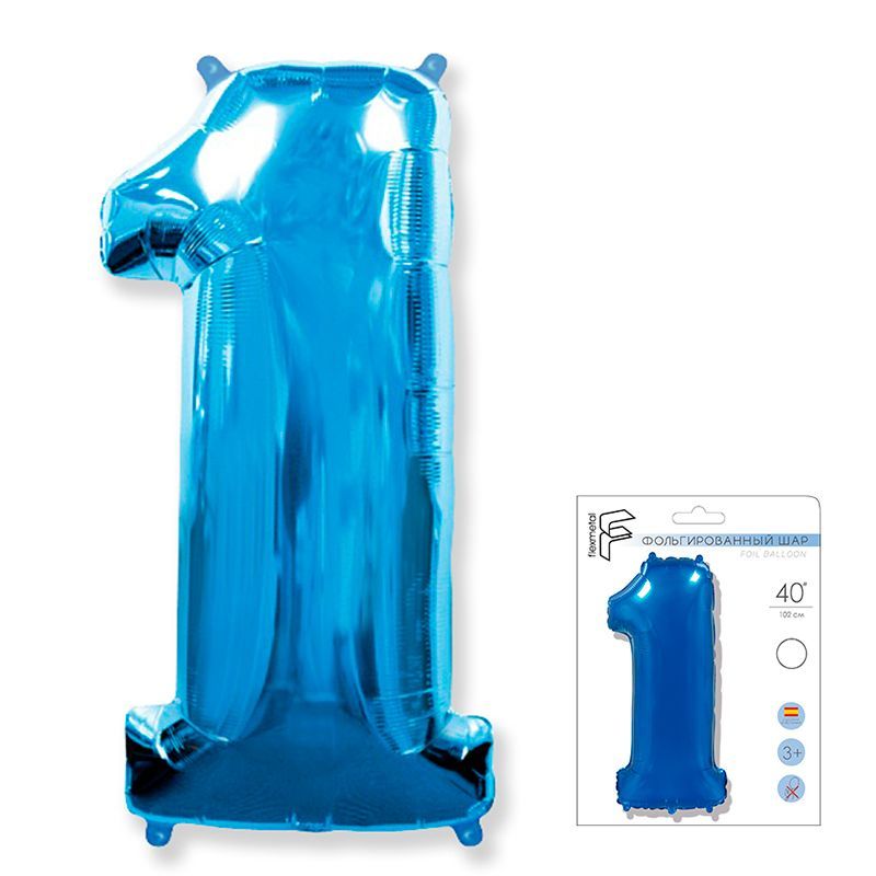 Шар фольга Цифра 40''/Fm Синяя Blue "1"