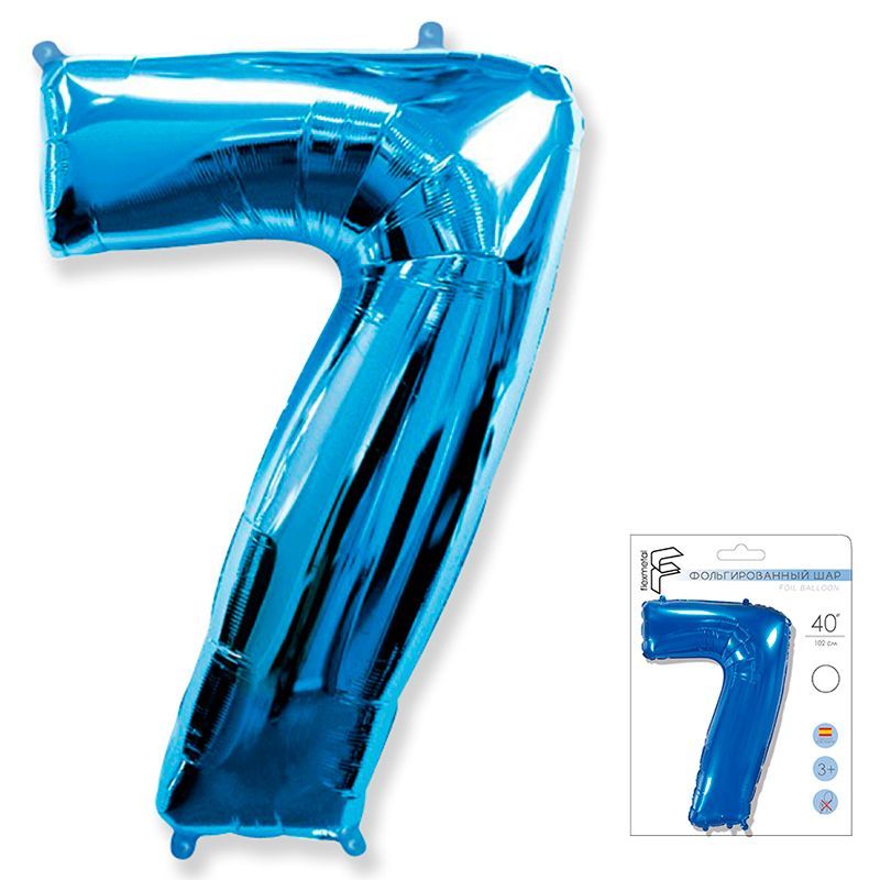 Шар фольга Цифра 40''/Fm Синяя Blue "7"