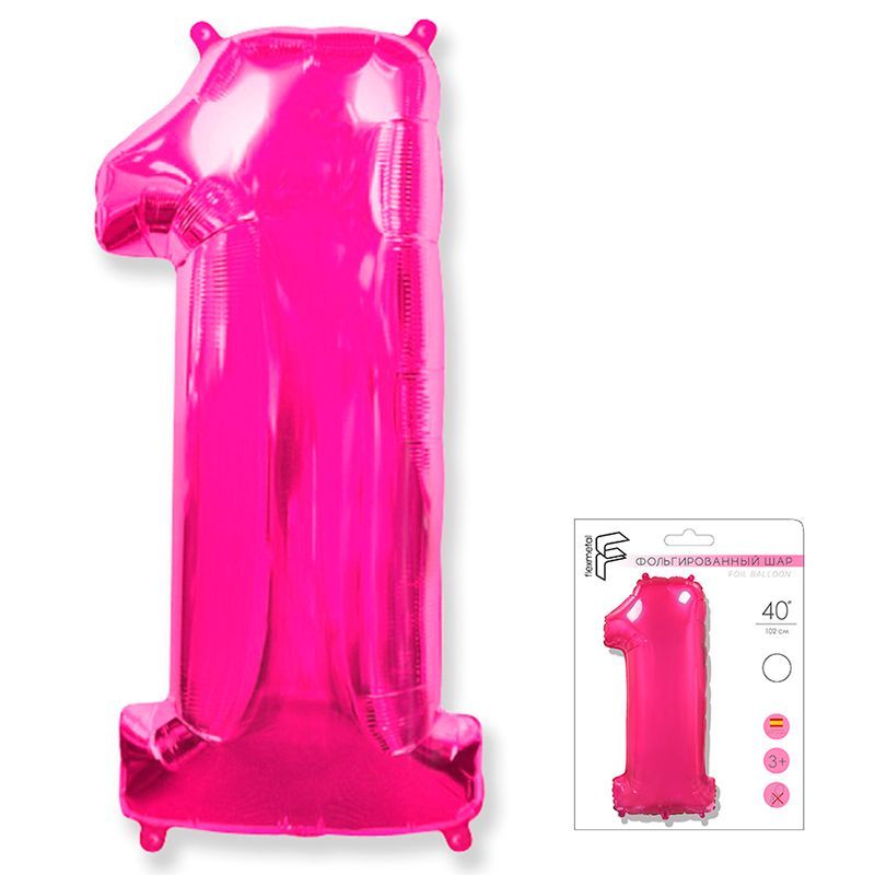 Шар фольга Цифра 40''/Fm Фуксия Fuchsia "1"