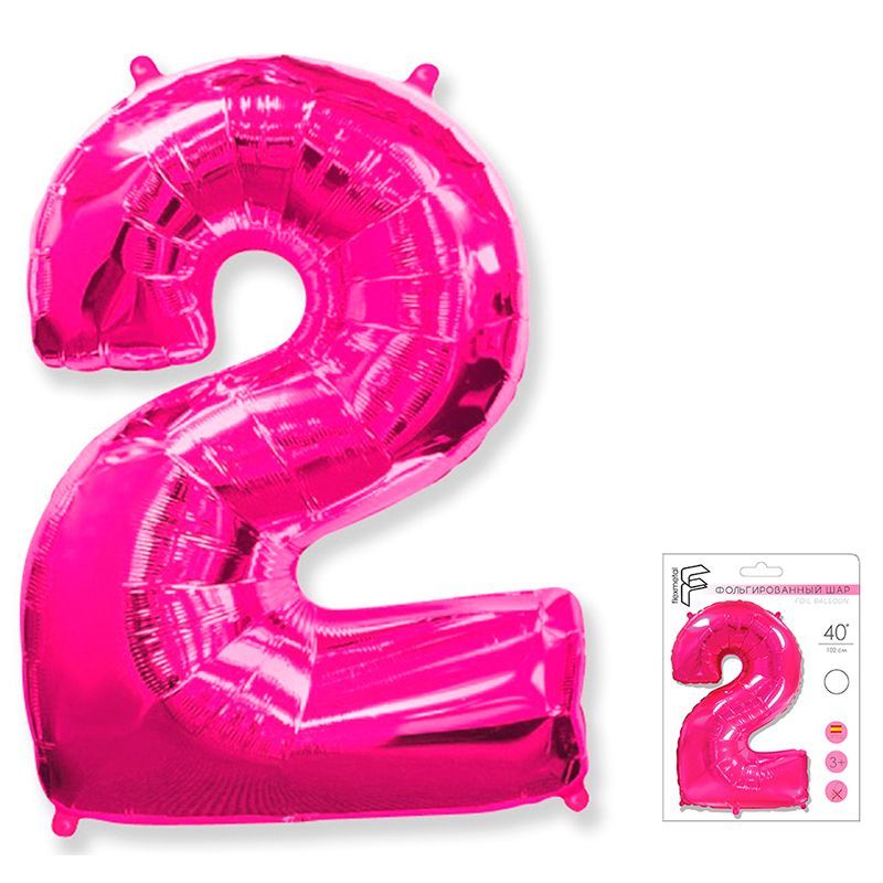 Шар фольга Цифра 40''/Fm Фуксия Fuchsia "2"