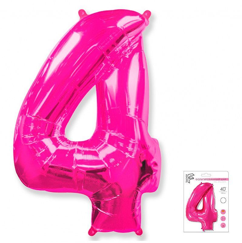 Шар фольга Цифра 40''/Fm Фуксия Fuchsia "4"