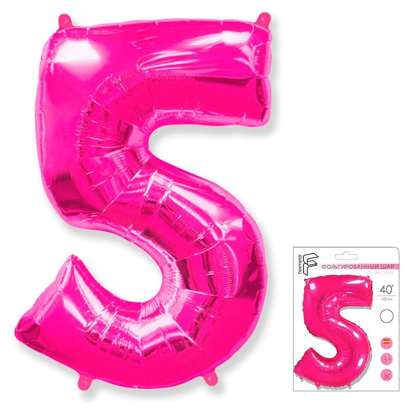 Шар фольга Цифра 40''/Fm Фуксия Fuchsia "5"