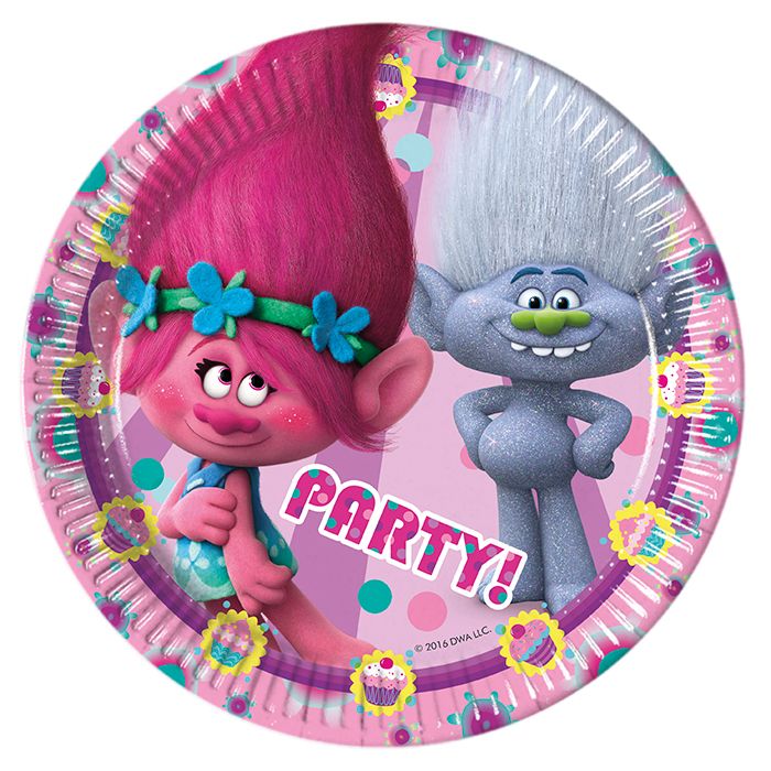 Тарелки бумага 200мм Тролли Trolls уп8