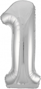 Шар фольга Цифра 40''/AG Slim Серебро Silver "1"