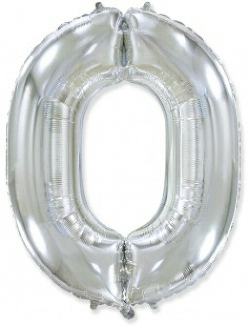 Шар фольга Цифра 40''/Fm Серебро Silver "0"