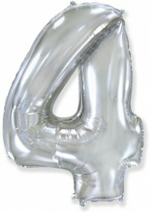 Шар фольга Цифра 40''/Fm Серебро Silver "4"