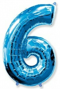 Шар фольга Цифра 40''/Fm Синяя Blue "6"