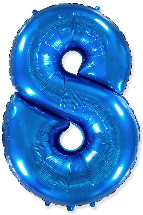 Шар фольга Цифра 40''/Fm Синяя Blue "8"