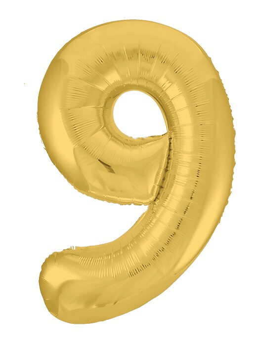 Шар фольга Цифра 40''/AG Slim Золото Gold "9"