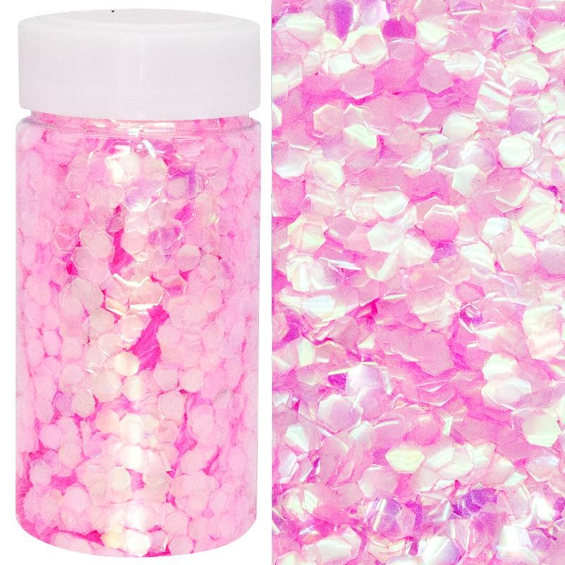 Конфетти 150гр фольга шестиугольники Розовый перламутр