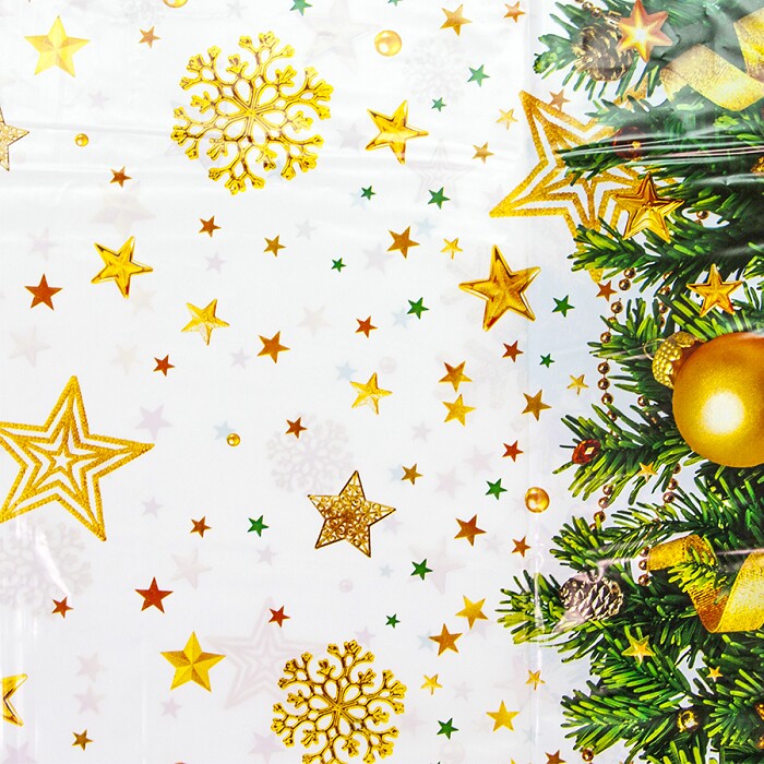 Скатерть ПЭТ 120х180см Новогодний звездопад