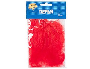 Перья декоративные Красные 10см (уп30)