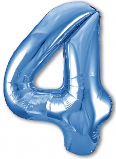 Шар фольга Цифра 40''/AG Slim Синяя Blue "4"
