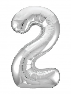 Шар фольга Цифра 40''/AG Slim Серебро Silver "2"