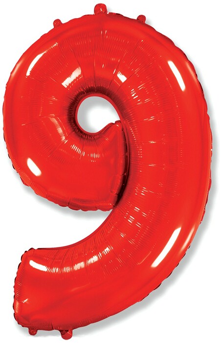 Шар фольга Цифра 40''/Fm Красная Red "9"