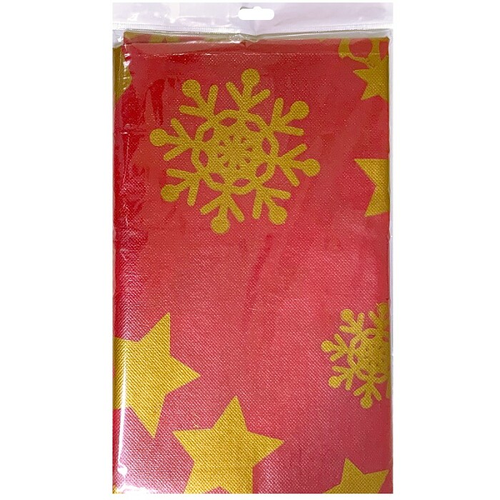 Скатерть ПЭТ 140х200см Новогодний декор красная