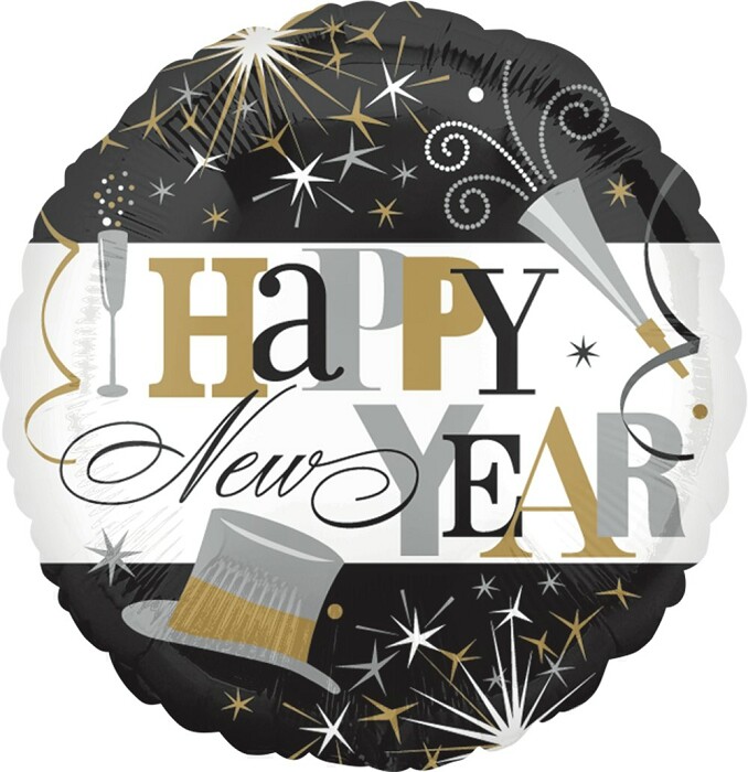 Шар фольга 18''/Fm круг С Новым Годом Искрящийся фейерверк
