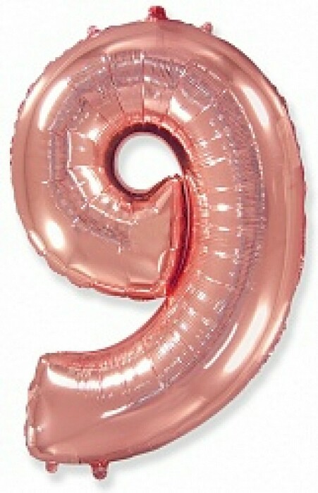Шар фольга Цифра 40''/Fm Розовое Золото Rose Gold "9"