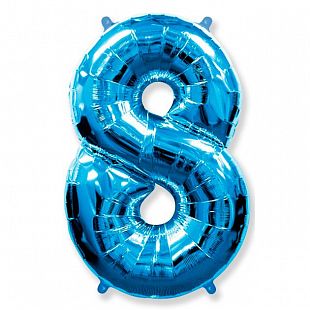 Шар фольга Цифра 32"/КА Синяя "8"