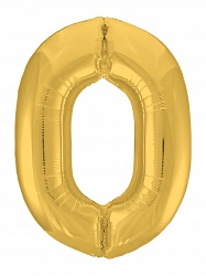 Шар фольга Цифра 40''/AG Slim Золото Gold "0"