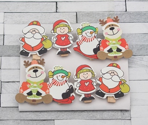 Прищепки декоративные дерево Новогоднее веселье (уп8)