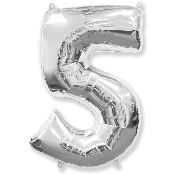 Шар фольга Цифра 40''/Fm Серебро Silver "5"