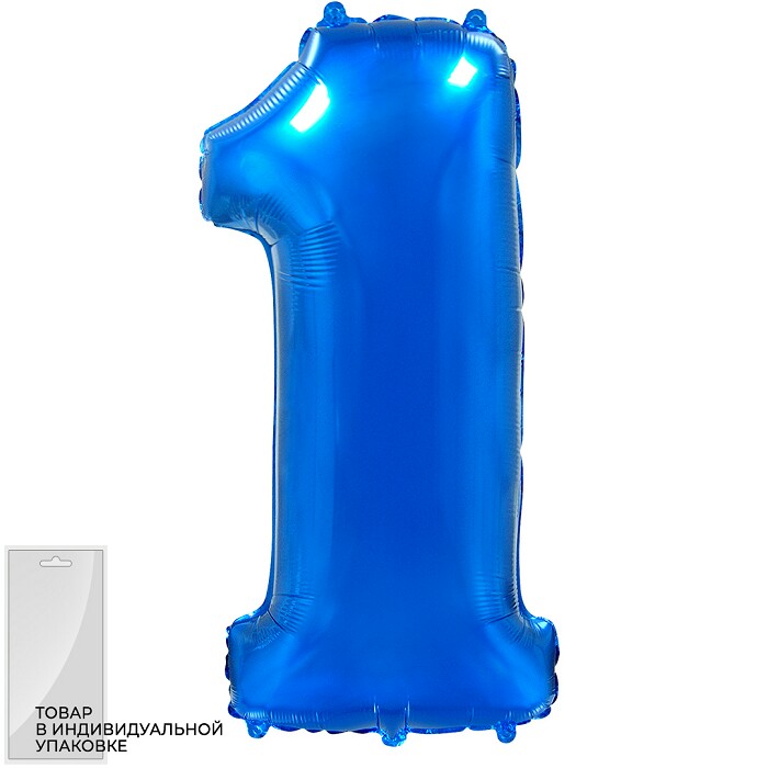 Шар фольга Цифра 32''/Fm Синий "1"