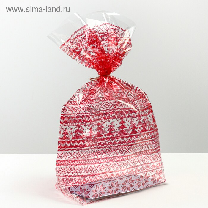 Пакет с жестким дном Уютного Нового Года 14х22х50см