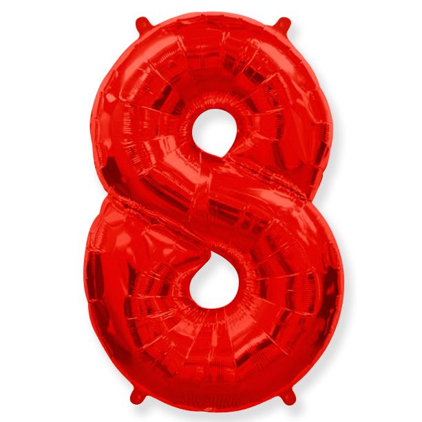 Шар фольга Цифра 40''/Fm Красная Red "8"
