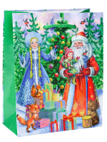 Пакет M Новогоднее утро в кругу сказочных друзей 18х24х8,5см