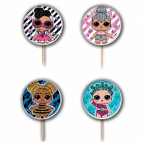 Свеча для торта на пиках круг Куклы ЛОЛ диско (уп4) Россия БР 293119 НД Плэй