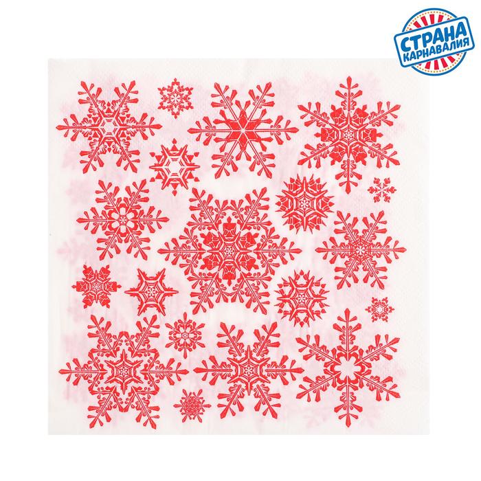 Салфетки 33см Красные снежинки (уп20)
