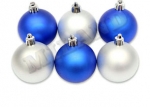 Игрушки на елку Шары   6см Серебряный бархат синий серебро (уп6)